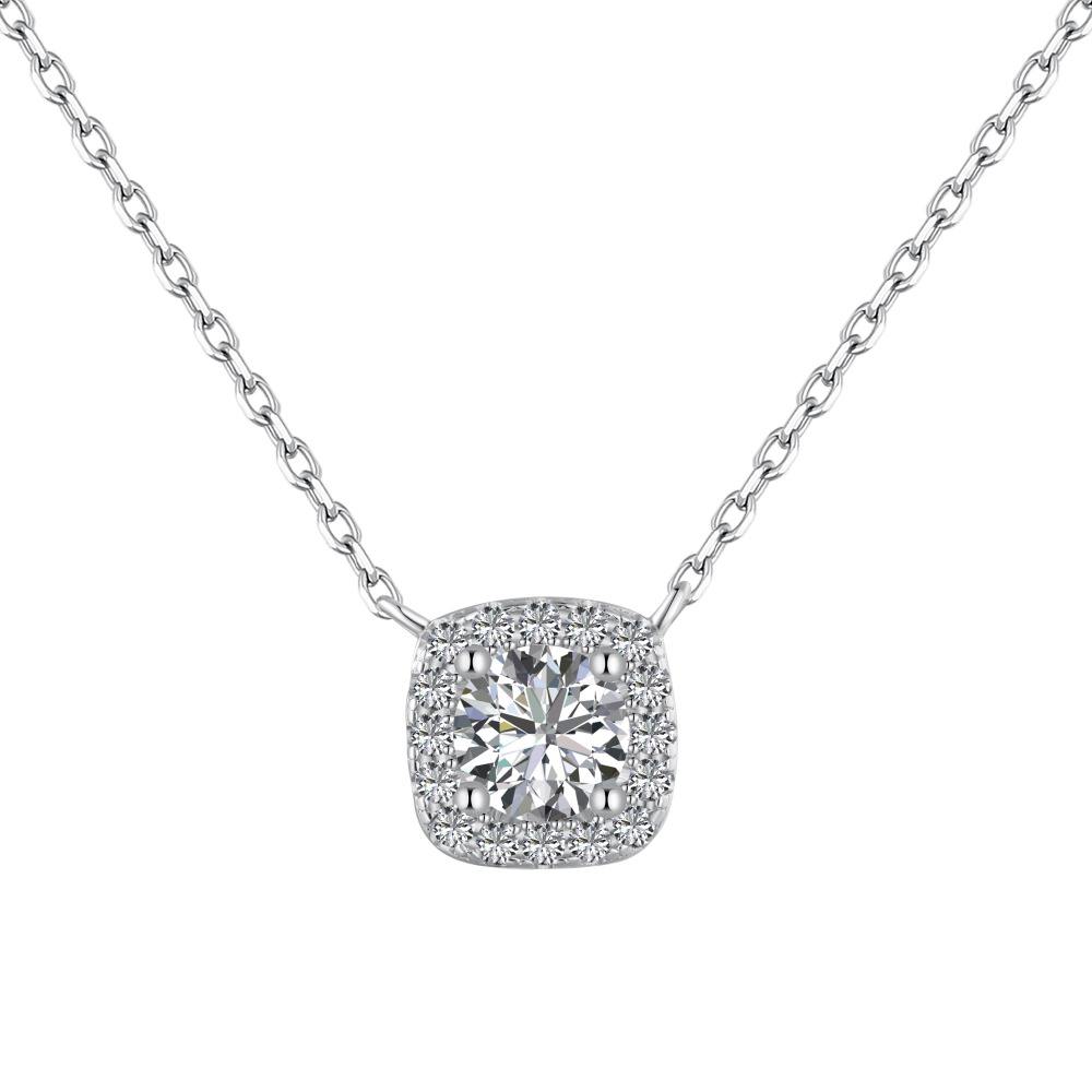 Cushion Illusion Rhodium-Plated Necklace