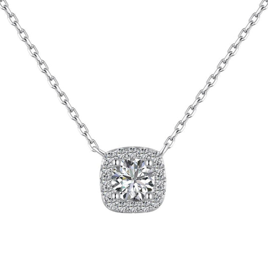 Cushion Illusion Rhodium-Plated Necklace