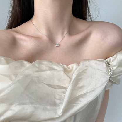 Emerald Cut Rhodium-Plated Necklace