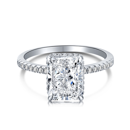 8A Radiant Cut Rhodium-Plated Ring