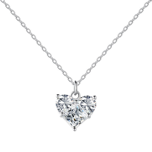 Heart Crystal Pendant Rhodium-Plated Necklace