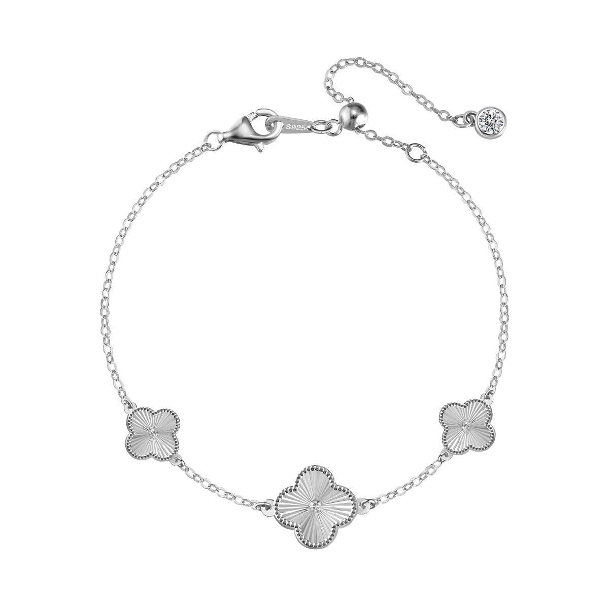 Three-Clover Rhodium-Plated Bracelet