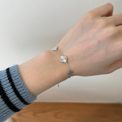 Three-Clover Rhodium-Plated Bracelet