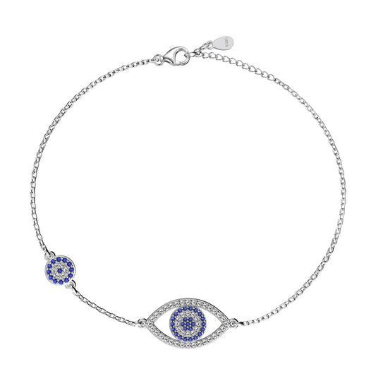 Silver Evil Eye Rhodium-Plated Bracelet