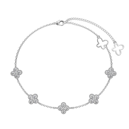 Butterfly Crystal Clover Rhodium-Plated Bracelet