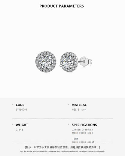 Round Crystal Rhodium-Plated Stud Earrings