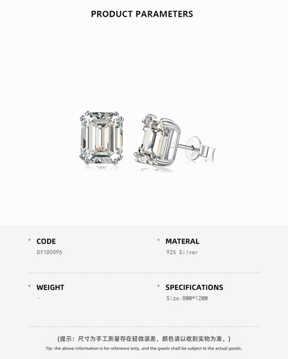 Big Emerald Crystal Rhodium-Plated Stud Earrings