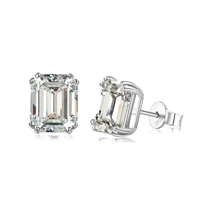 Big Emerald Crystal Rhodium-Plated Stud Earrings