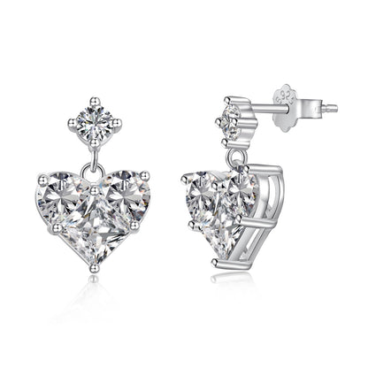 Dangling Heart Rhodium-Plated Stud Earrings