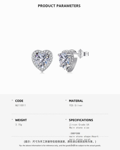 Big Heart Halo Crystal Rhodium Stud Earrings