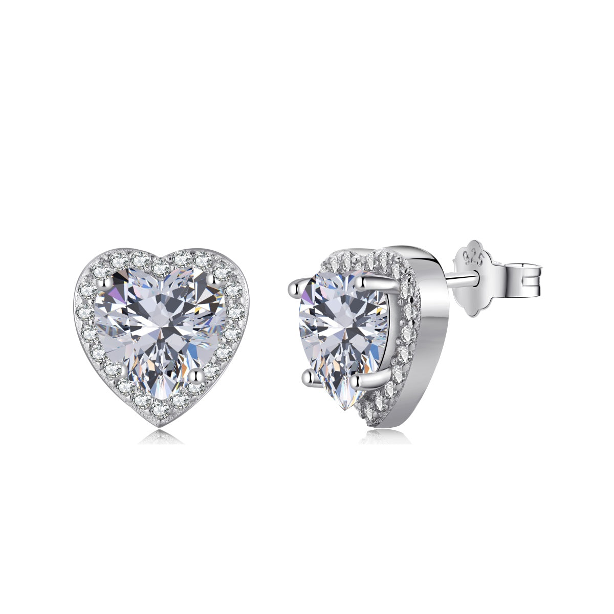 Big Heart Halo Crystal Rhodium Stud Earrings