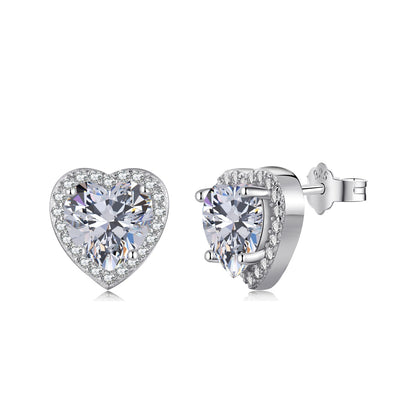 Big Heart Halo Crystal Rhodium Stud Earrings
