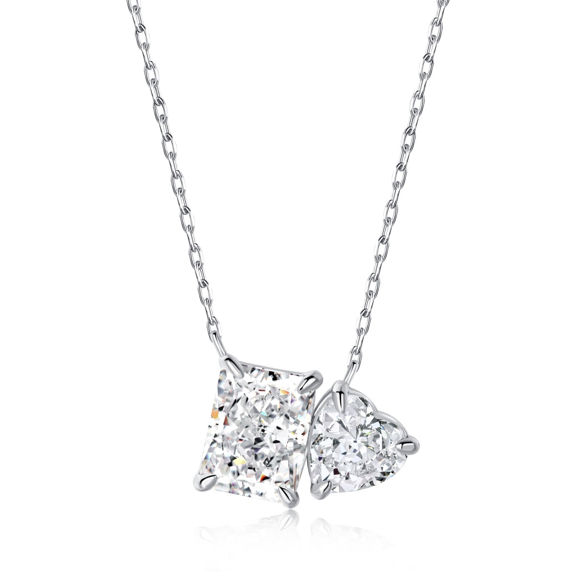 You and Me Classic Rhodium-Plated Necklace
