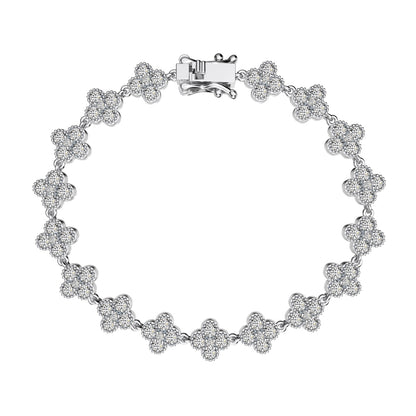 Multi-Petal Clover Rhodium-Plated Bracelet