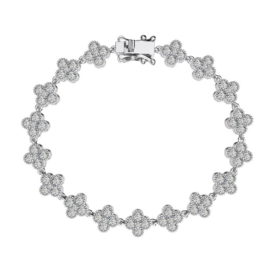 Multi-Petal Clover Rhodium-Plated Bracelet