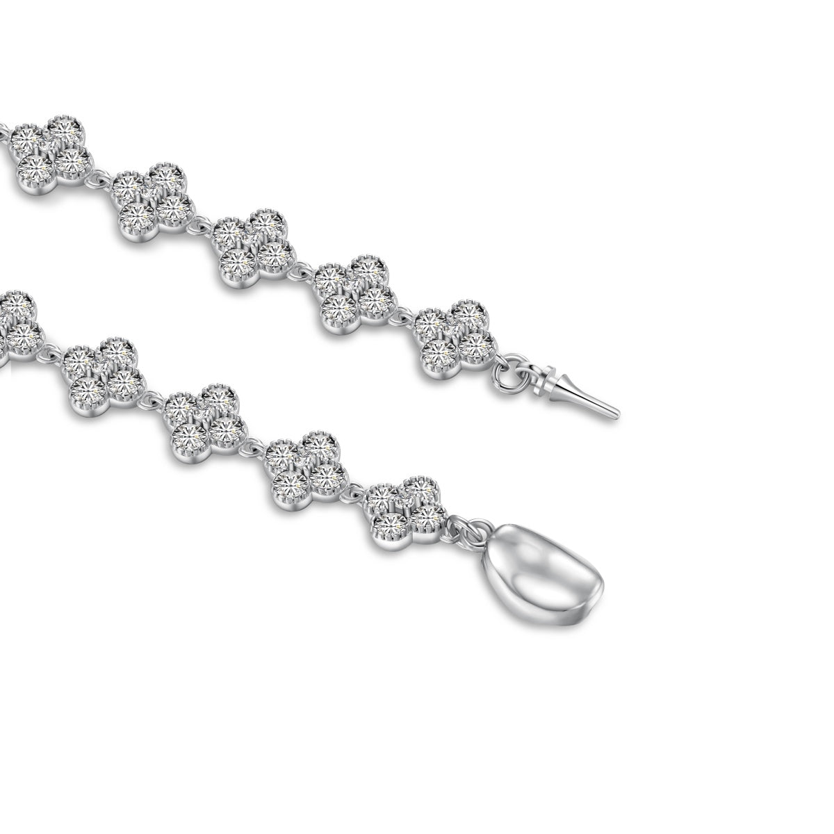Multi-Petal Clover Rhodium-Plated Bracelet