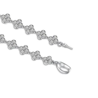 Multi-Petal Clover Rhodium-Plated Bracelet