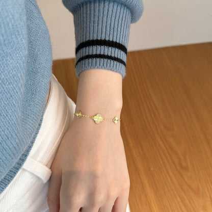 Three-Clover Rhodium-Plated Bracelet