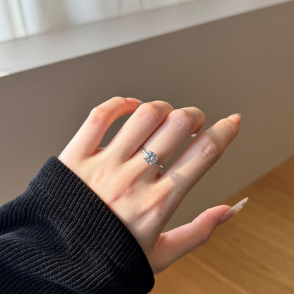 Solitaire Rhodium-Plated Ring