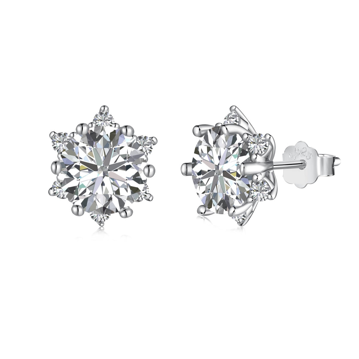 Flower Crown Rhodium-Plated Stud Earrings