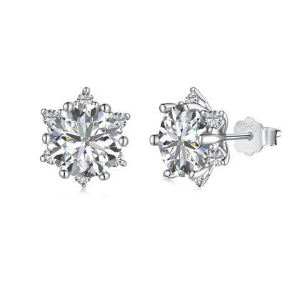Flower Crown Rhodium-Plated Stud Earrings