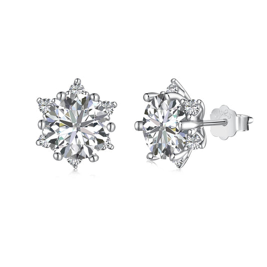 Flower Crown Rhodium-Plated Stud Earrings