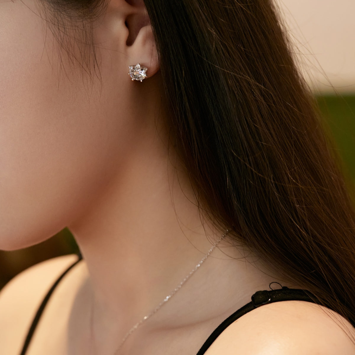 Flower Crown Rhodium-Plated Stud Earrings