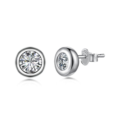 Donut Crystal Rhodium-Plated Stud Earrings