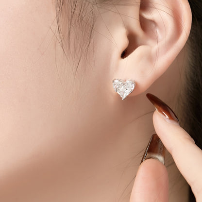 Crystal Heart Rhodium-Plated Stud Earrings