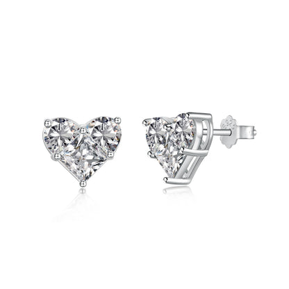 Crystal Heart Rhodium-Plated Stud Earrings