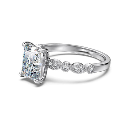 Radiant Cut Rhodium-Plated Ring