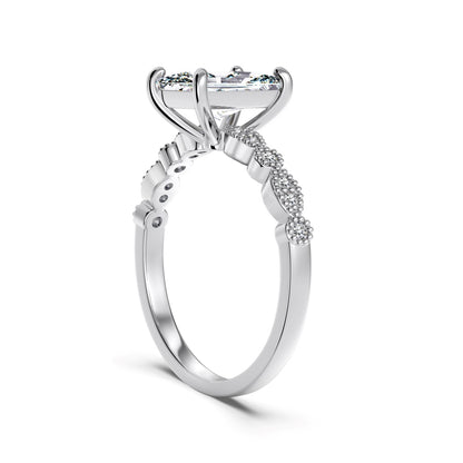 Radiant Cut Rhodium-Plated Ring