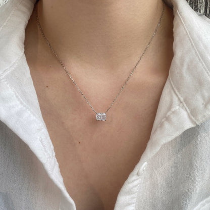 Radiant Cut Rhodium-Plated Necklace