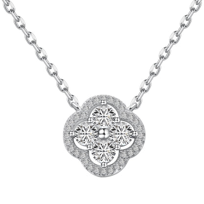 Crystal Four-Leaf Clover Rhodium-Plated Necklace