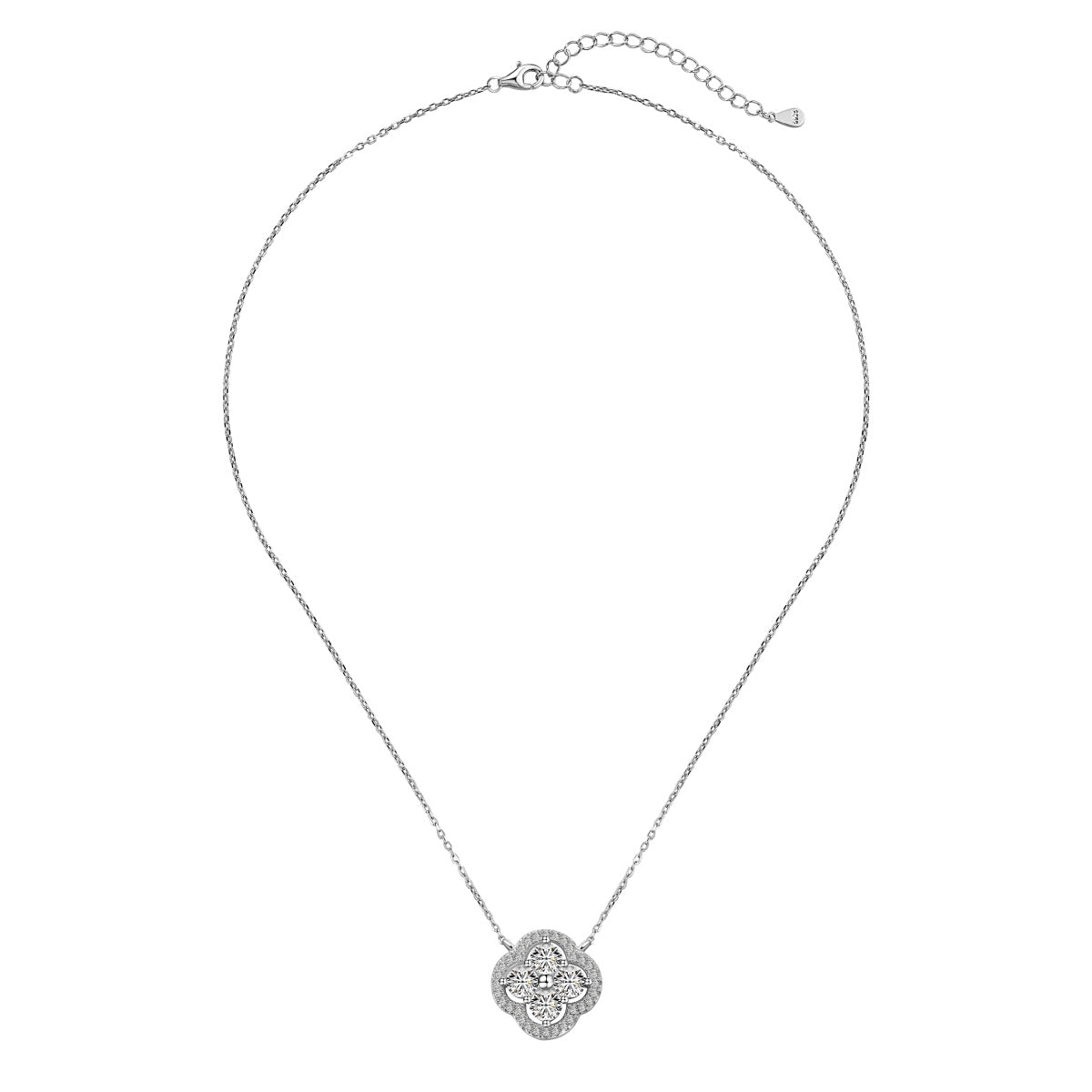 Crystal Four-Leaf Clover Rhodium-Plated Necklace