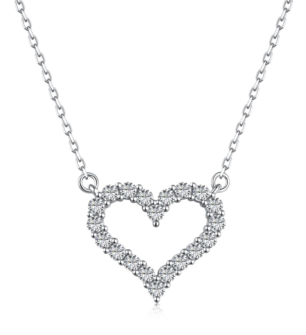 Open Heart Rhodium-Plated Necklace