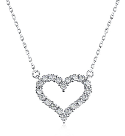 Open Heart Rhodium-Plated Necklace