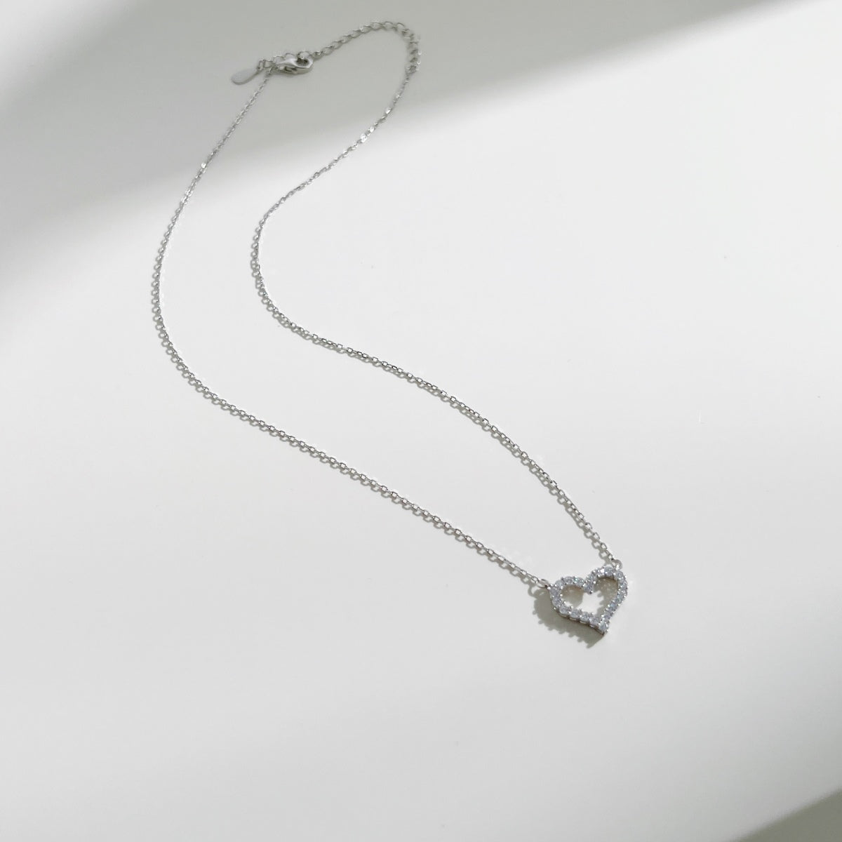 Open Heart Rhodium-Plated Necklace