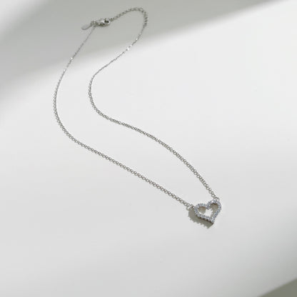 Open Heart Rhodium-Plated Necklace