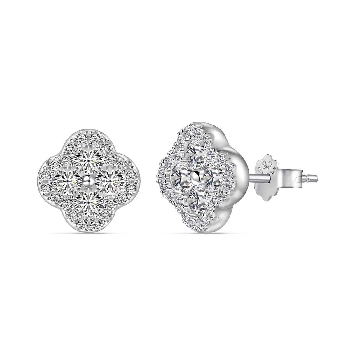 Mini Clover Crystal Rhodium-Plated Stud Earrings