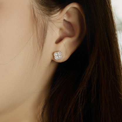 Mini Clover Crystal Rhodium-Plated Stud Earrings