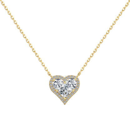 Crystal Heart Rhodium-Plated Silver Necklace