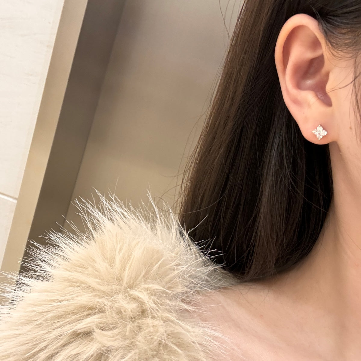 Dainty Flower Rhodium-Plated Stud Earrings