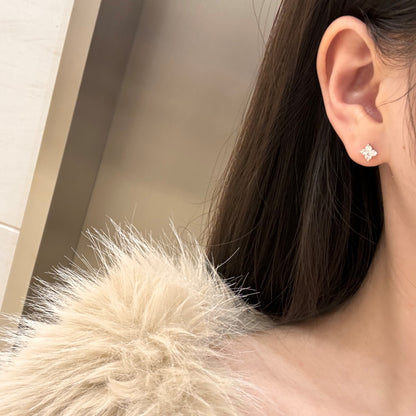 Dainty Flower Rhodium-Plated Stud Earrings