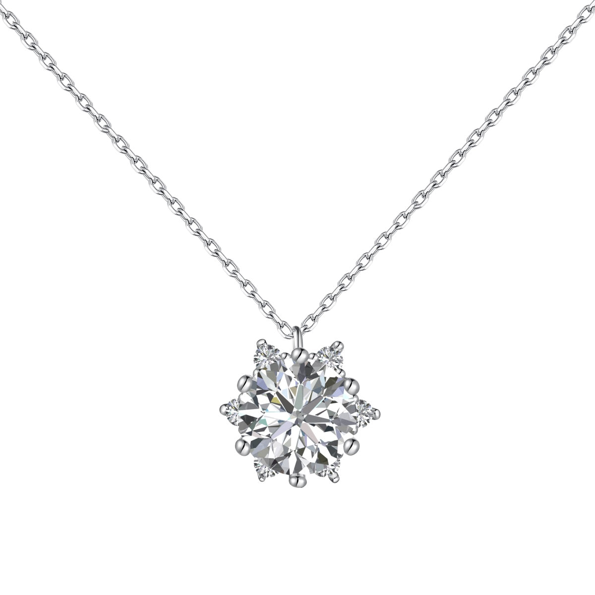 Crystal Flower Rhodium-Plated Necklace