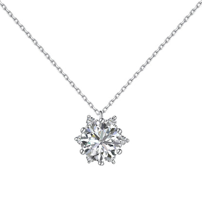 Crystal Flower Rhodium-Plated Necklace