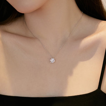 Crystal Flower Rhodium-Plated Necklace