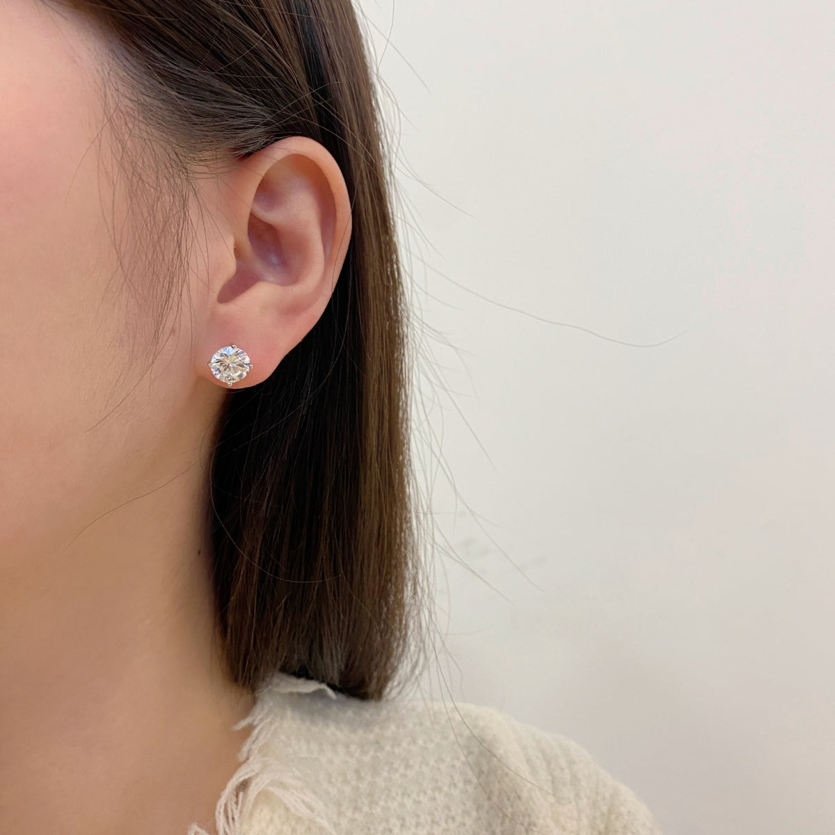 Solitaire Crystal Rhodium-Plated Earrings