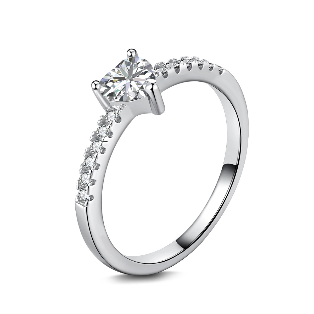 Mini Heart Crystal Rhodium-Plated Ring