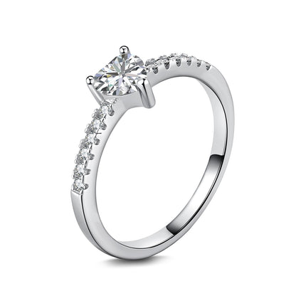 Mini Heart Crystal Rhodium-Plated Ring